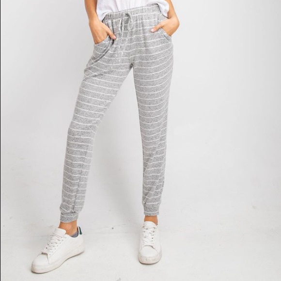 Store Closing‼️ Gray & White Stripe Joggers - Picture 6 of 6